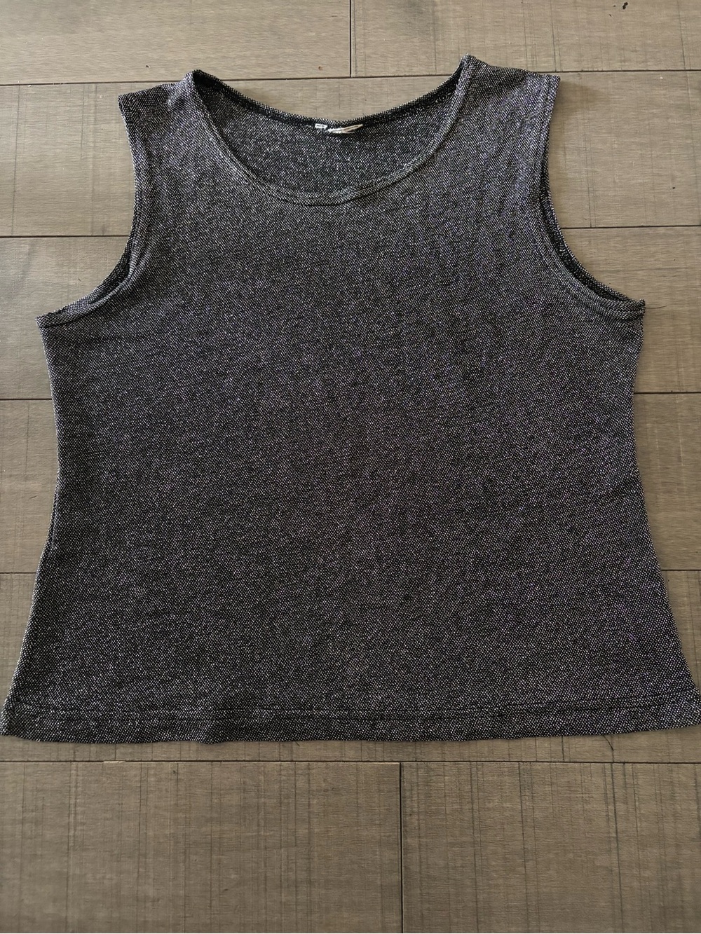 🔥BOGO🔥- Vintage Sleeveless Metallic Knit Tank Top - Black